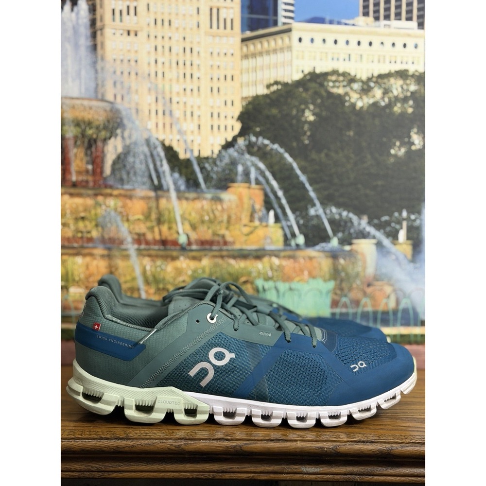 On Cloud Cloudflow Blue Grn Run Sneaker Walking Shoe Swiss Lightweight Mens 11.5